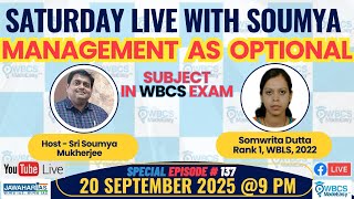 Saturday Live With Soumya Episode #137 on Management Optional - WBCS Exam With Toppers of  WBCS 2022 screenshot 5