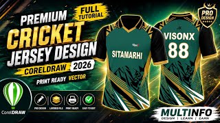 🔥 Luxury Cricket Jersey Design in CorelDRAW | Dark Green Gold Sports Jersey | Vector Tutorial screenshot 5