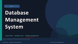 Levels of Data, Database Users, and the Database Administrator