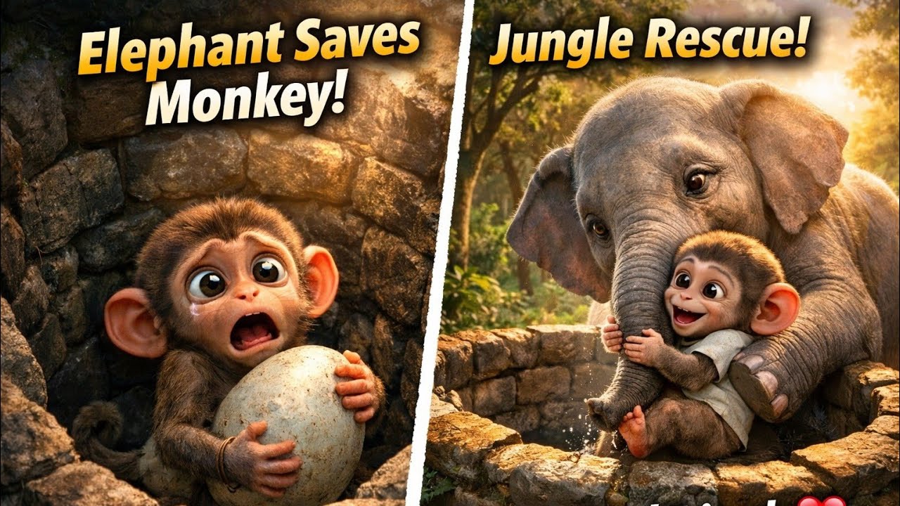 Baby Monkey Adventure | Elephant Rescue Story for Kids@MiniMonk3
