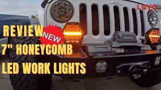 NEW LOYO 7' Honeycomb  LED Work Lights Install On Jeep Wrangler JK