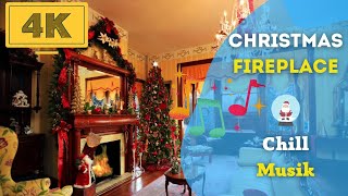 Новогодняя заставка 4K | Рождественская музыка и звуки новогоднего камина | christmas fireplace