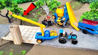 diy mini crane 🚜  making mini concrete bridge | diy tractor | water pump @KeepVilla
