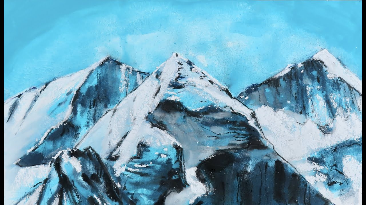 Gezeichnete Berge mit einem Hintergrund aus Golden So Flat.