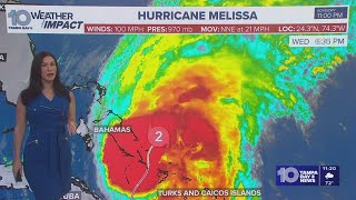 Hurricane Melissa restrengthens to Category 2 storm, expected to move toward Bermuda