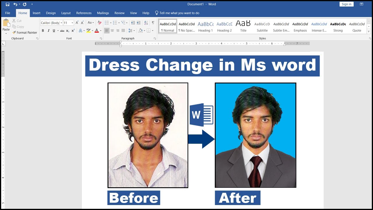 How to Change Image Dress in Ms Word Hindi Tutorial || Edit Photo in Ms ...