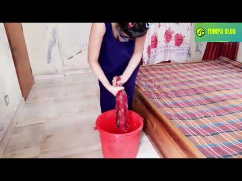 No Bra   Desi girl floor cleaning by hand   Hot desi girl tumpa vlog costa vlog