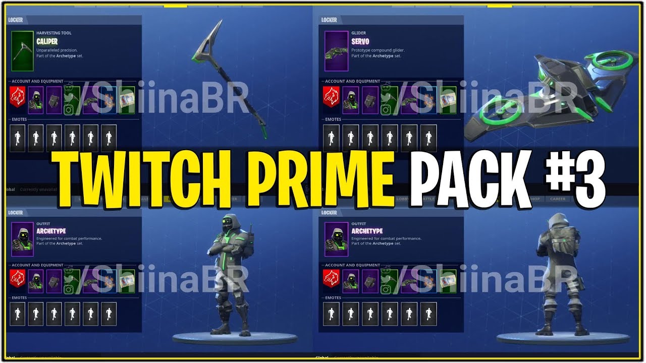 New Fortnite Twitch Prime Pack 3 Full Showcase Skin Backbling Tool And Glider Youtube