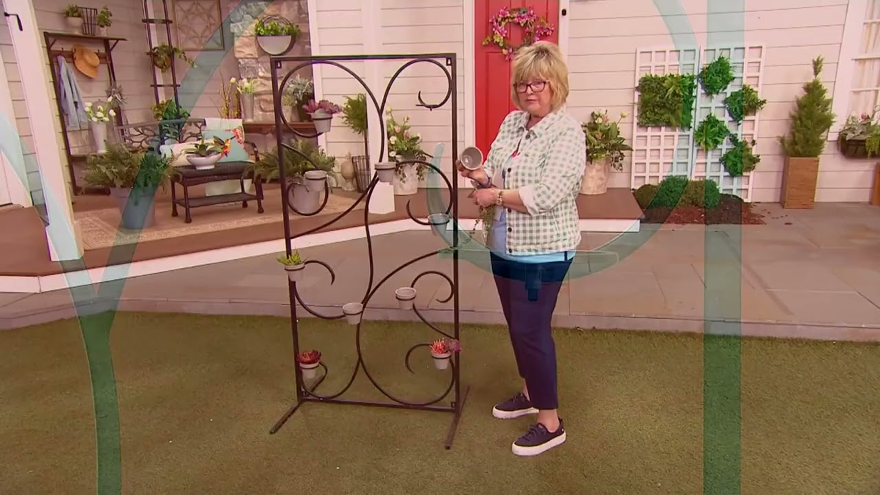 Martha Stewart 65" Standing Metal Garden Trellis with 10 Pots on QVC