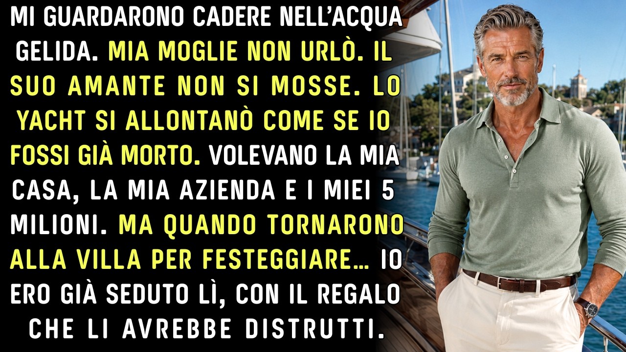 Quella sera ero aggrappato a una boa nell’acqua gelida di ottobre, e guardavo lo yacht di mia moglie allontanarsi senza fermarsi. Mary Jane mi aveva spinto giù per incassare cinque milioni di...