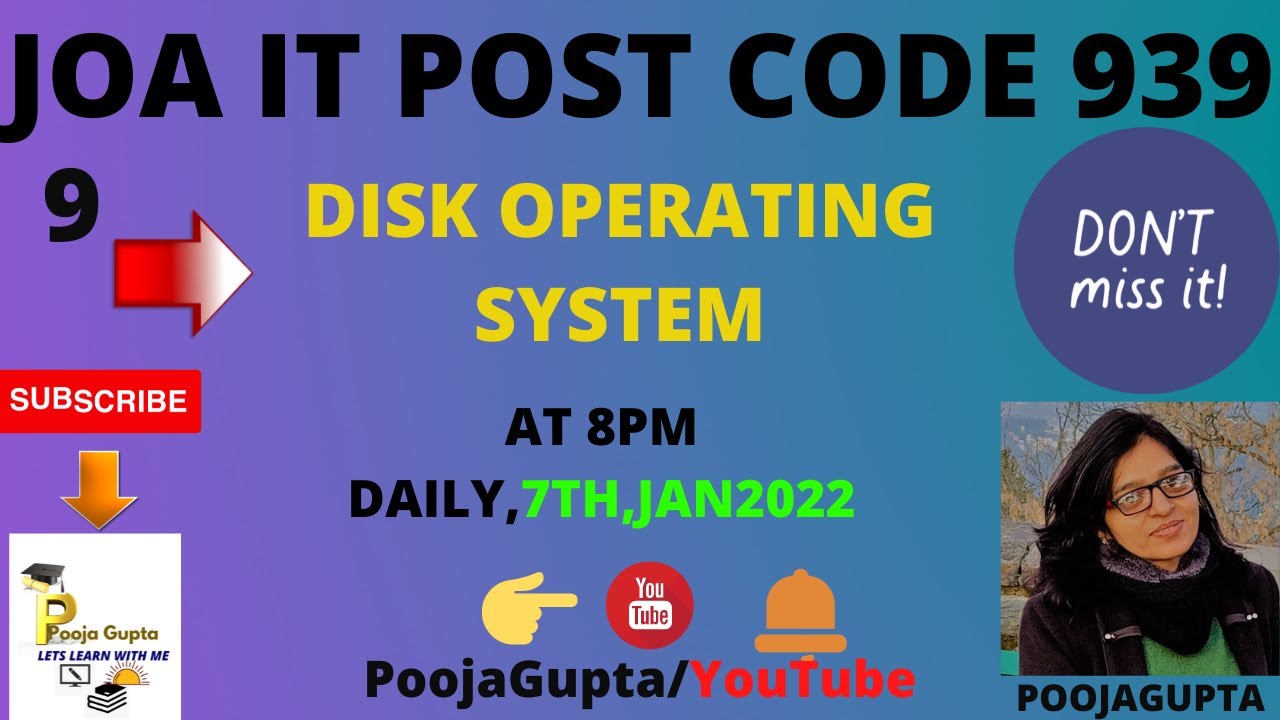 DISK OPERATING SYSTEM OF COMPUTER  / HPJOA(IT)  / JOA(IT) CRASH COURSE  -939 /  HPJOA(IT) / BY POOJA
