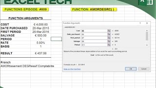 Excel Tech Functions #9: AMORDEGRC Linear Depreciation Using Coefficient screenshot 4
