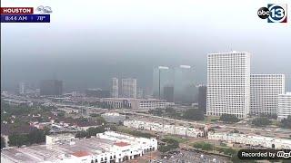 Time-lapse thunderstorm in Houston, USA. Tornado warning. October 27, 2021