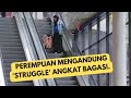 Eskalator rosak wanita hamil ini kepenatan angkat bag bagasi seorang diri  social experiment