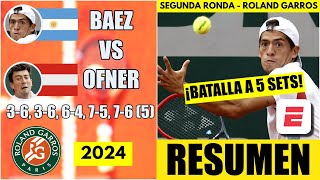Sebastián Báez vs Sebastian Ofner | RESUMEN Segunda Ronda | HIGHLIGHTS | Roland Garros 2024