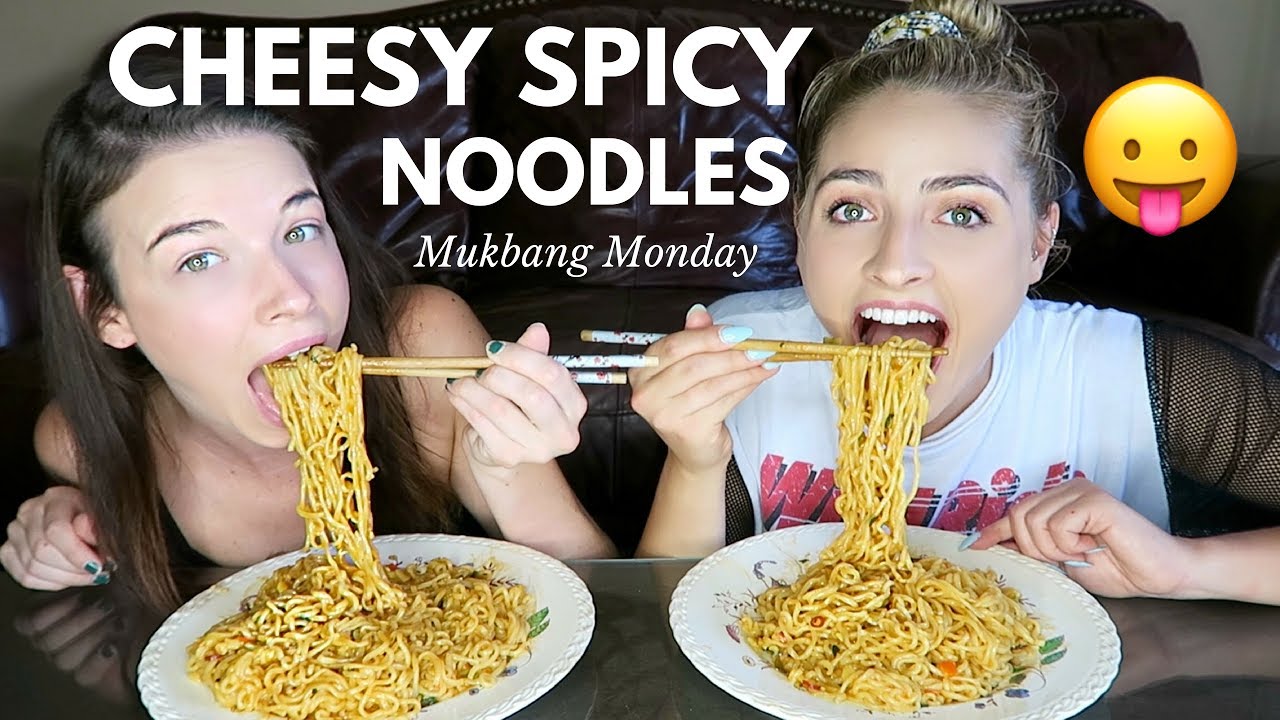 SUPER CHEESY SPICY NOODLES | Mukbang Monday