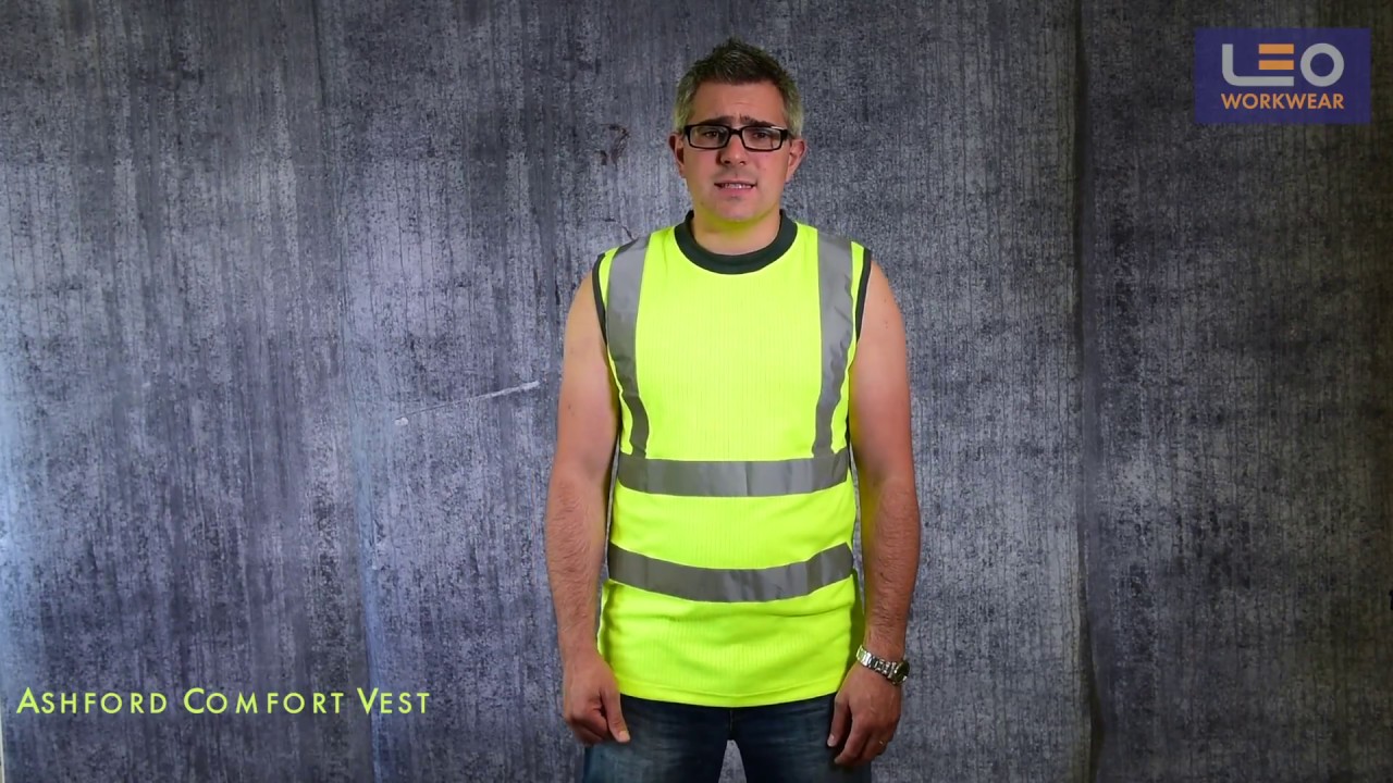 Leo high visibility Ashford ISO 20471:2 Comfort sleeveless vest 