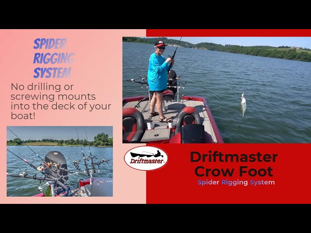 On the water fishing with the Driftmaster Rod Holders Crow Foot T250HP  Spider Rigging System 