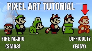 Minecraft Pixel Art Tutorial - Fire Mario (SMB3)