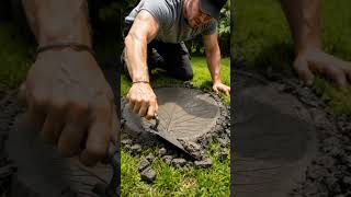 DIY Leaf Concrete Pathway Transformation 🌿✨ Glowing Garden Stone Walkway #shorts