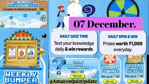 Amazon 07 Dec Runs Daily Quiz AnswerToday & daily Quiz answer spin and win Funzone Runs Daily Quiz