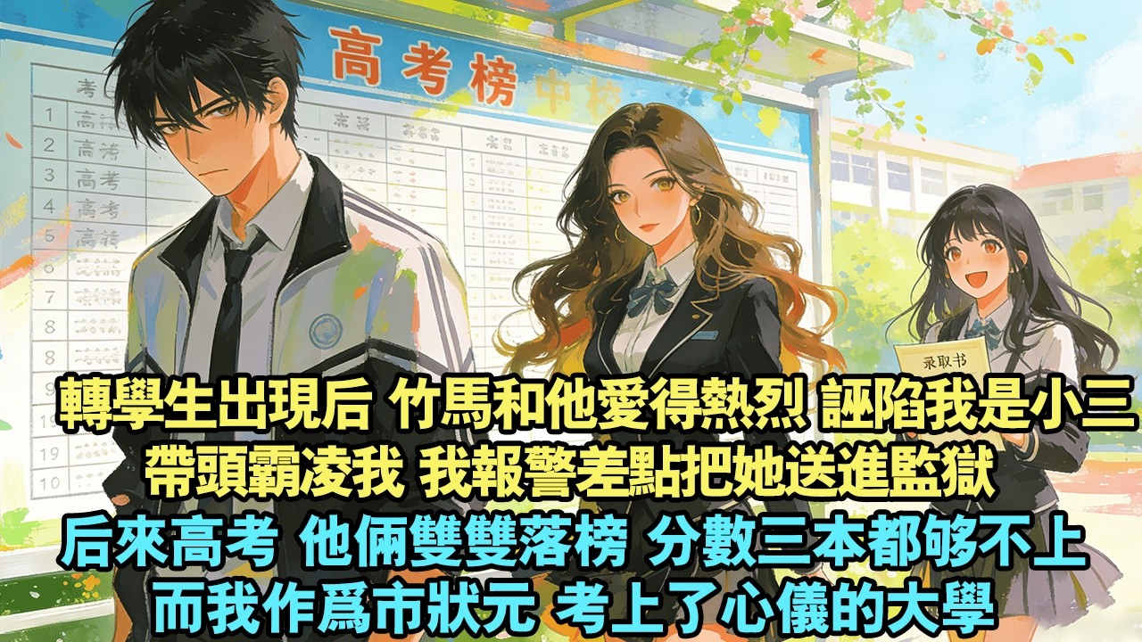 【完結爽文】高三那年，竹馬說要跟我一起上北大。直到轉學生出現。他們愛得轟轟烈烈，誣陷我是小三，帶頭欺負我。我報警差點把她送進監獄。後來高考，他倆雙雙落榜，分數三本都夠不上。我身為市狀元考上了心儀的大學