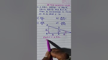 In triangle ABC , DE is parallel to BC .If AB =a ,DE = x ,BE = b and EC = c then x is expressed as..
