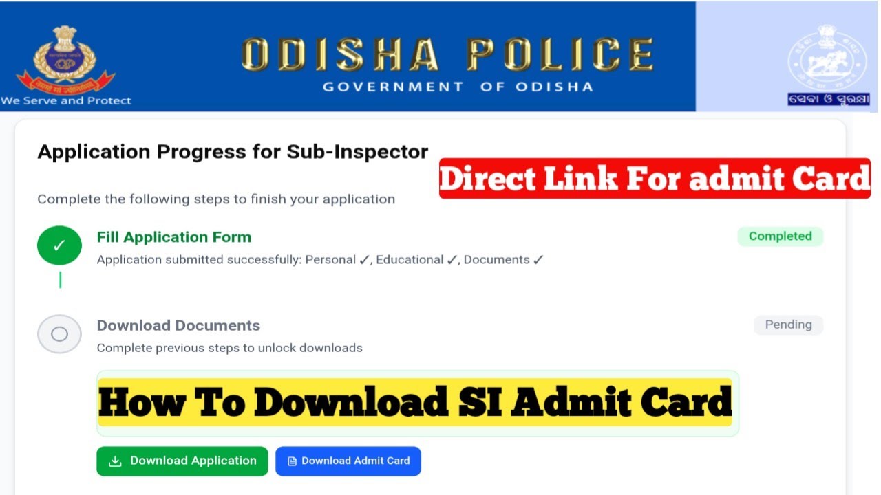 How To Download Odisha Police SI Admit Card 2025//Odisha Police SI Admit card out 2025
