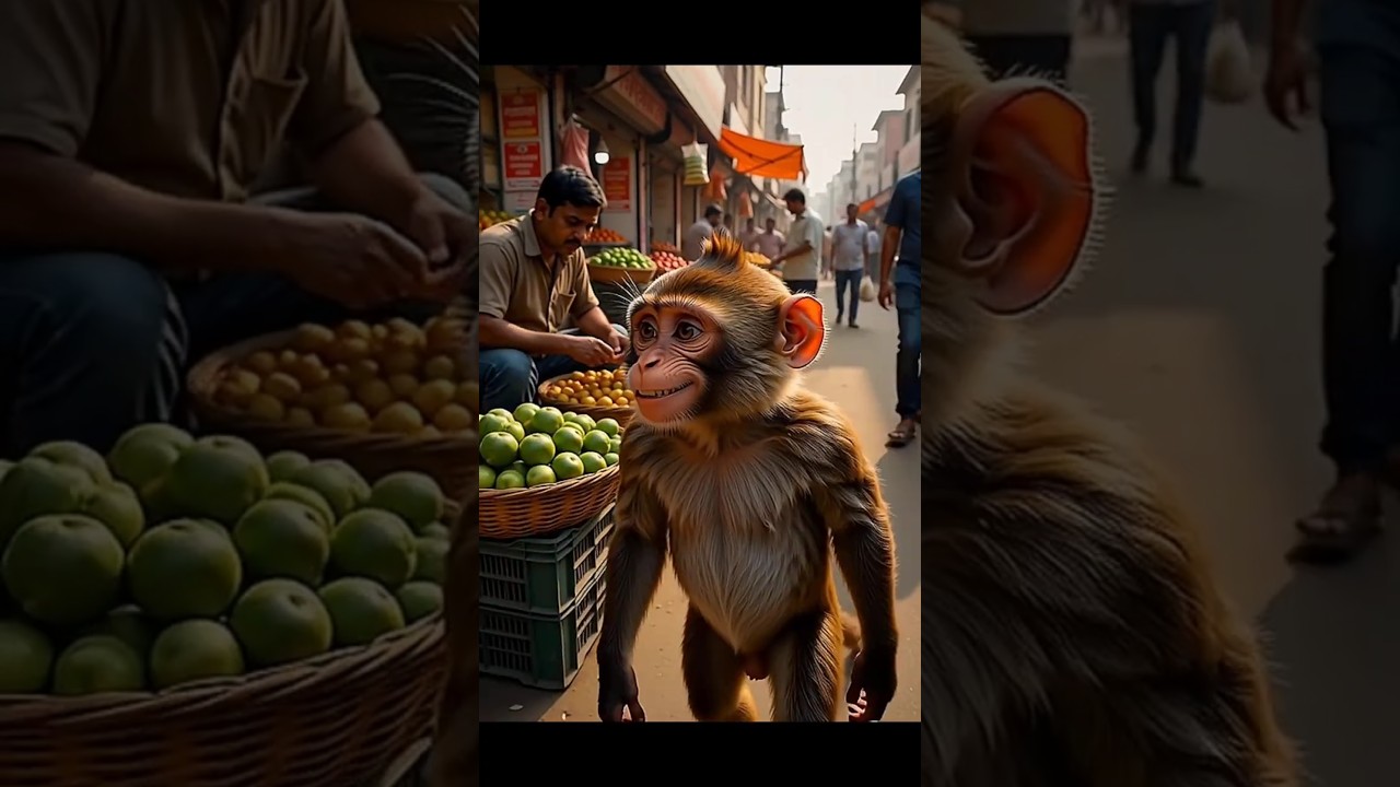 Bandar ne dukandar ki le li 😂🐒