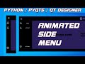 #7 Python Animated slide menu with navigation buttons, Pyqt5 , Pyside2 | Modern Flat GUI UI