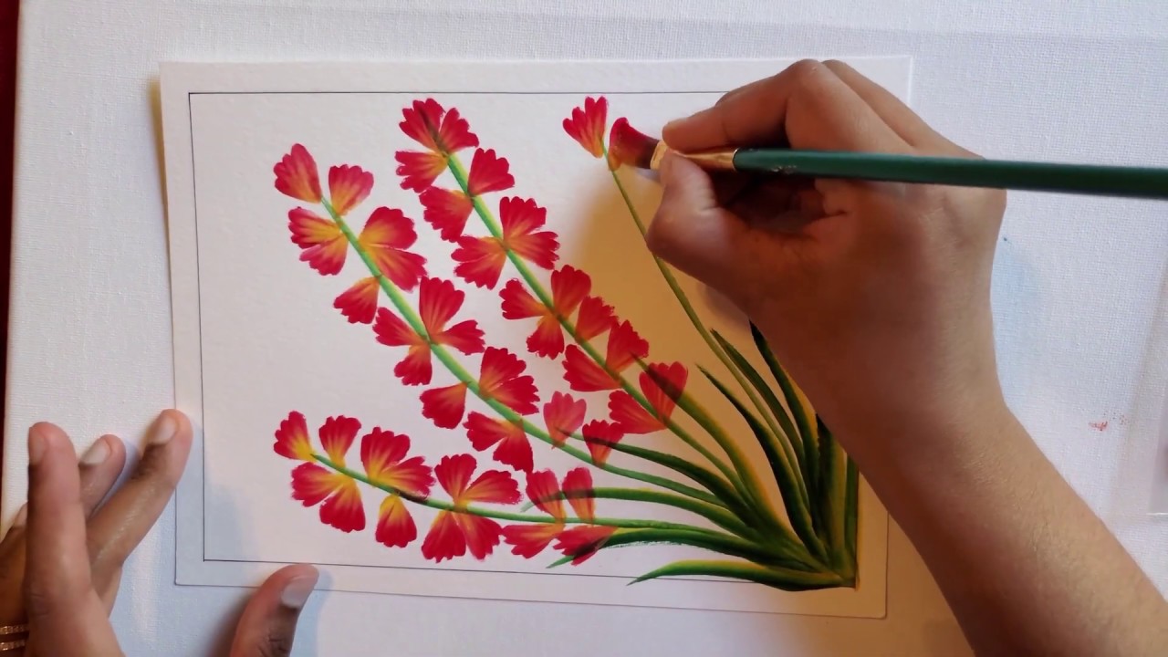 One Stroke painting flowersOne stroke painting designsShell stroke paintingFlower paintings
