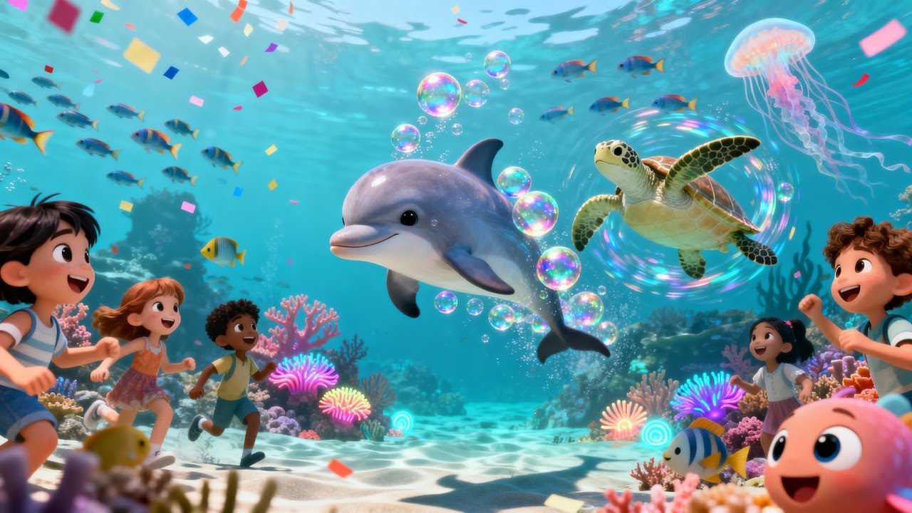 Ocean Friends We Love Song 🌊 Dolphin, Turtle and Kids Song