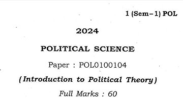 BA first semester political science question paper introduction to political theory Guwahati Univers