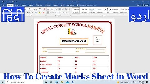 How To Create Marks Sheet In MS Word | Make Detailed Marksheet  in Word