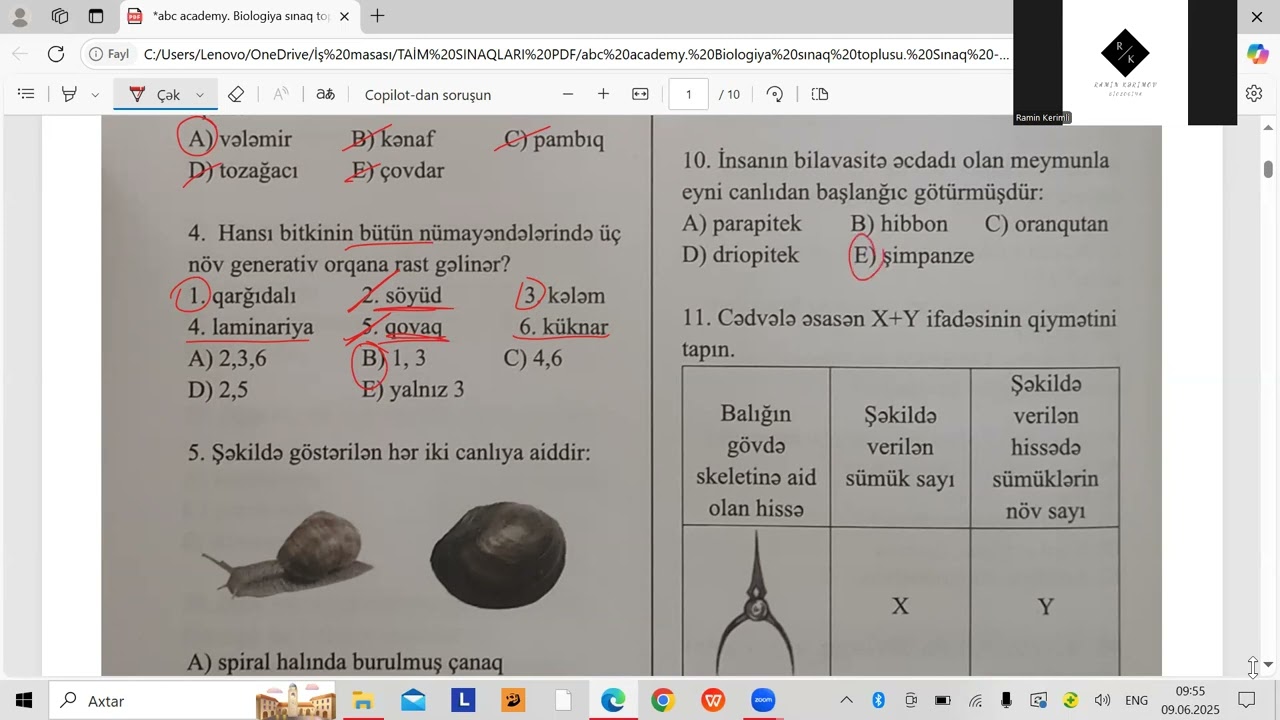abc academy biologiya sınaq toplusu. Sınaq-16. MİQ və sertifikasiya hazırlığı. Əlaqə: 055-634-73-41
