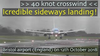Incredible sideways landing in 40 knot crosswind at Bristol airport!