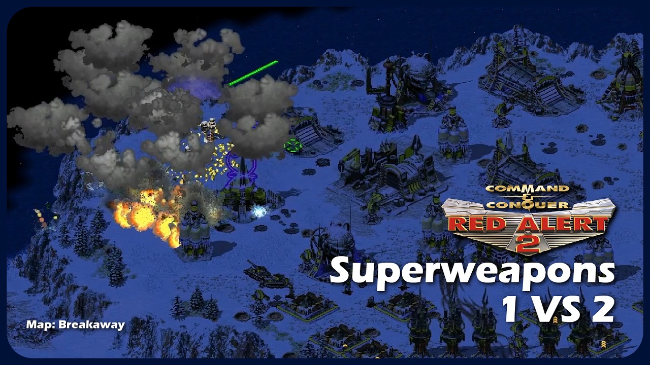 Red alert 2 | Map - Breakaway | 1 vs 2 with SUPERWEAPONS (Brutal enemy)
