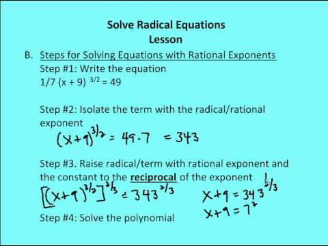 6.6 Solve Radical Equations (Lesson and Practice) - YouTube