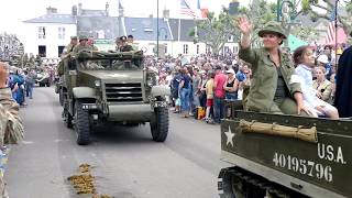 Sainte-Mere-Eglise Normandy D-Day 73 2017 Paratroopers arrive in town from la fiere