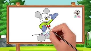 How to draw Peppa & Pedro Pony & Wheel Loader & Mickey Mouse & Cool Wheel Tutorial for Kids LifeKidz