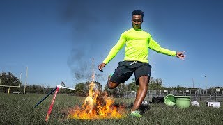 Kicking flaming footballs thru the pipes ! SUBSCRIBE TO THE CHANNEL...