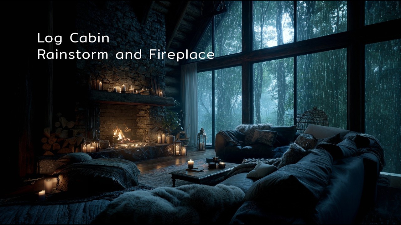 Rainstorm Sound and Log Cabin for Relaxing, Focus or Deep Sleep | Nature White Noise | 3 Hour Video
