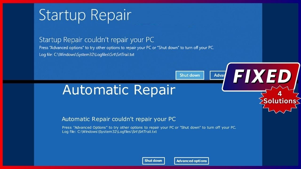 How to Fix Startup Repair Automatic Repair Repair couldn't repair