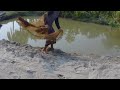 Amazing Net fishing in pond Traditional cast net fishing in village with beautiful natural