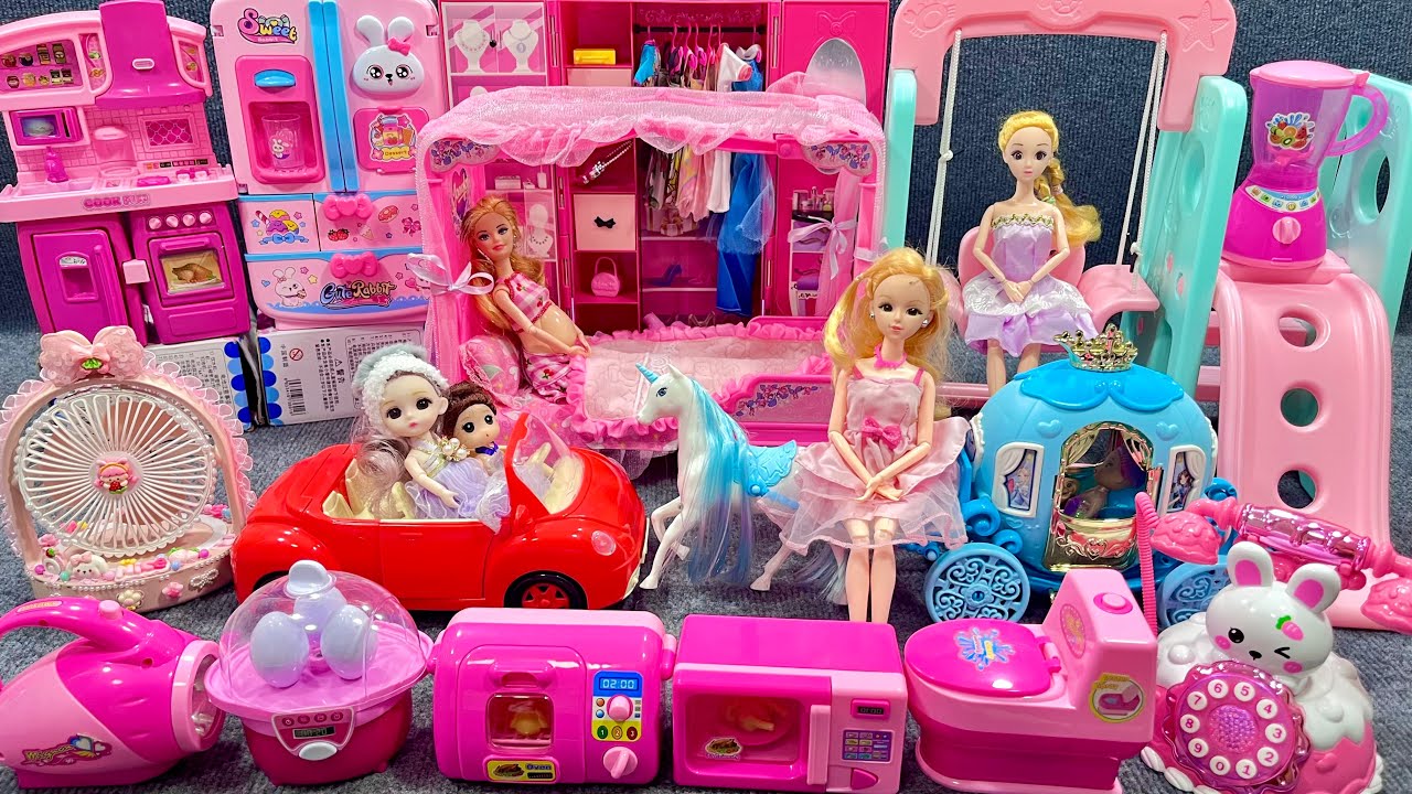 14 Minutes Satisfying with Unboxing Barbie Princess Pink House, Rock Bed Play Set Review Toys | ASMR