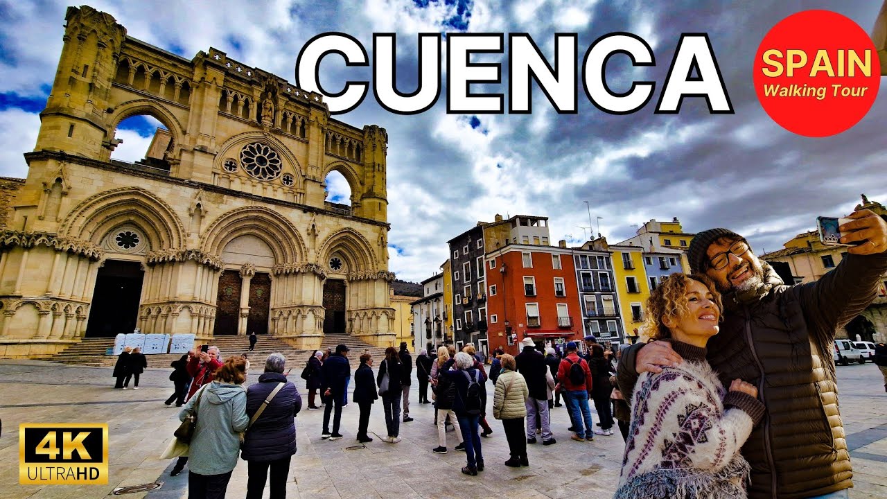 🇪🇦[4K 60fps] CUENCA, Spain - The Medieval Fortress City with Hanging Houses Walking Tour