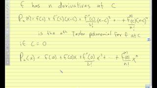 Calc II 9.7 Taylor Polynomials