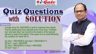 Famous GATE 2023 | Data Structures | Stack | Quiz Question with Solution | Siddharth Sir | iGate Bhilai Wealth