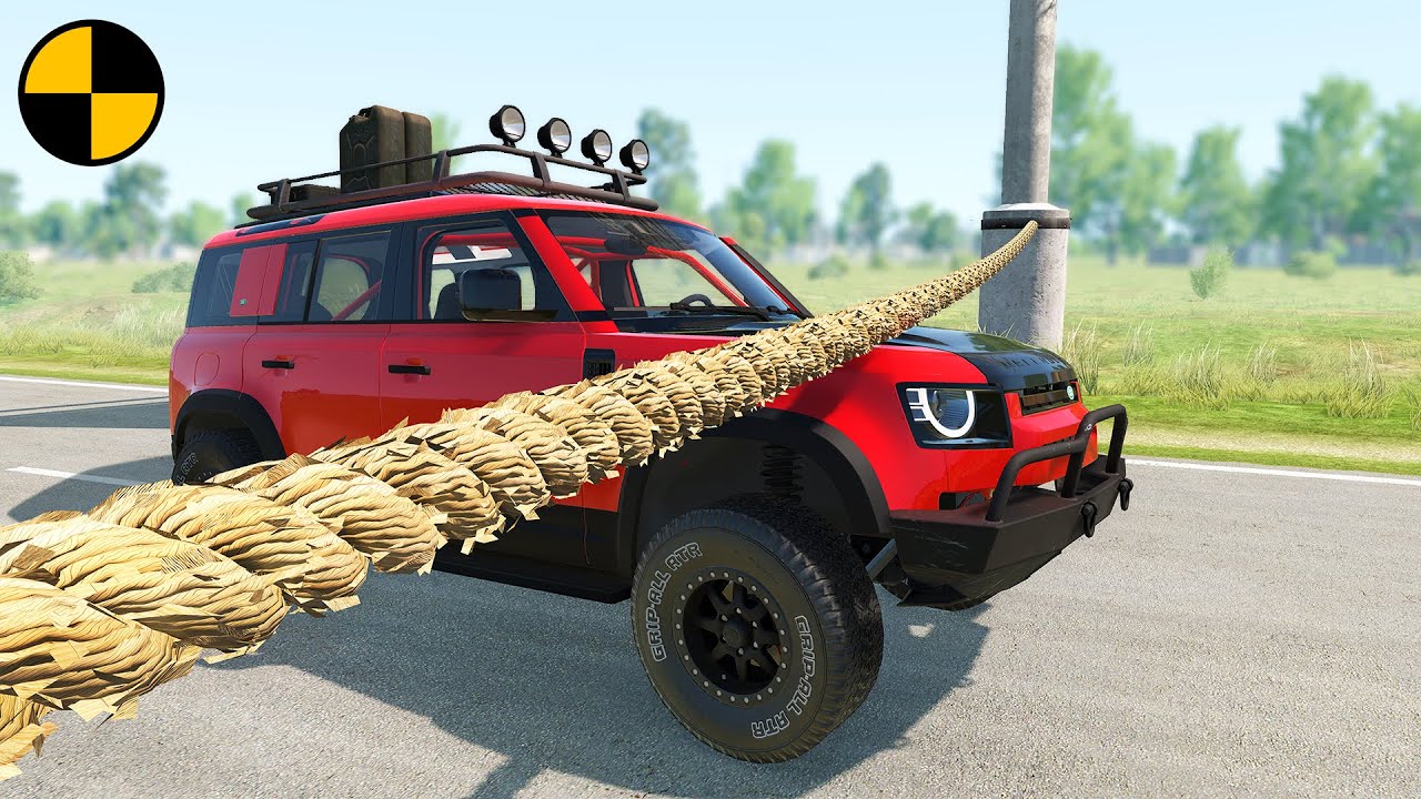 Cars vs Stretched Rope 😱 BeamNG.Drive - YouTube