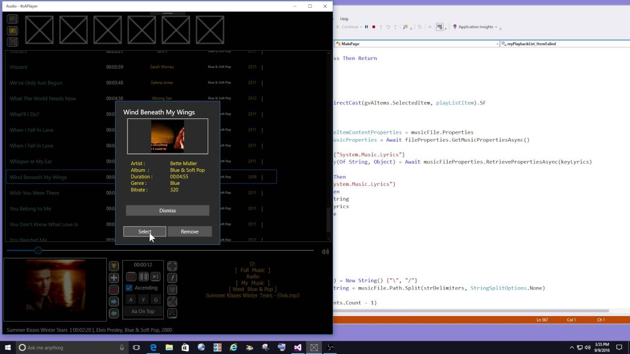 Uwp App, Windows 10 v1607, Mp3 lyrics display
